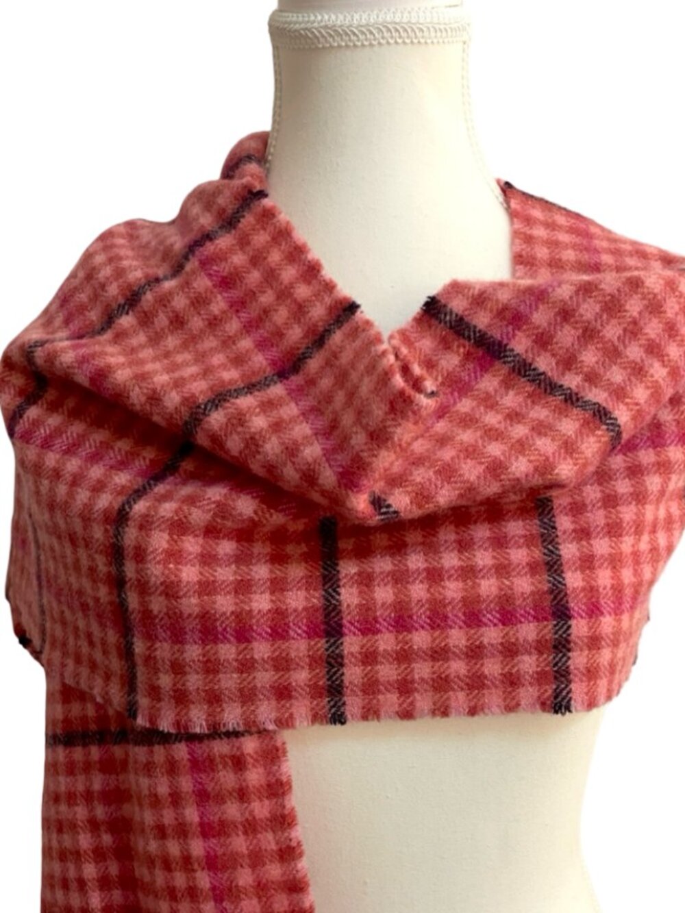 Lochcarron of Scotland 100% Lambswool Pink Plaid Scarf